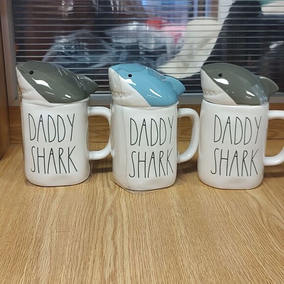 Rae Dunn Daddy Shark Mugs with Topper - Picture 4 of 4